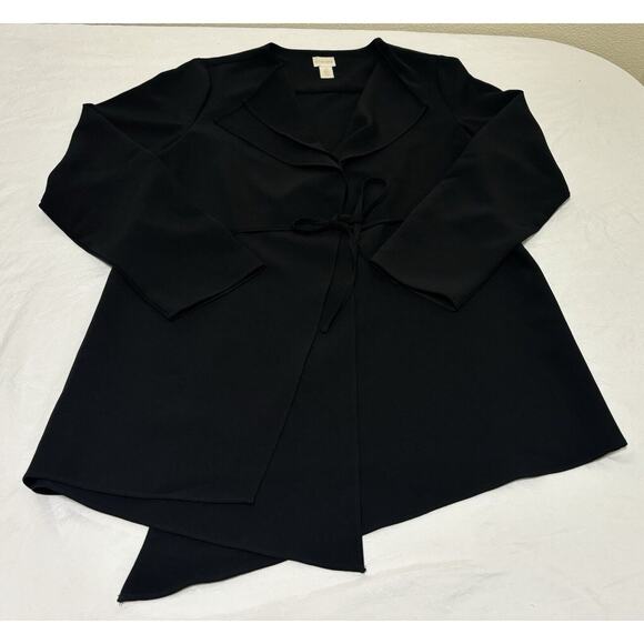Chico's Size 0 (S) Drape Tie Front Jacket Black Whimsigoth Dark Fairycore sleek - Picture 3 of 10
